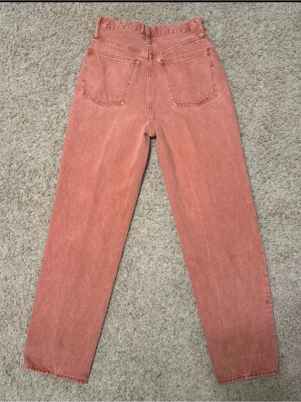 Madewell garments dyed weathered brick baggy straight jeans